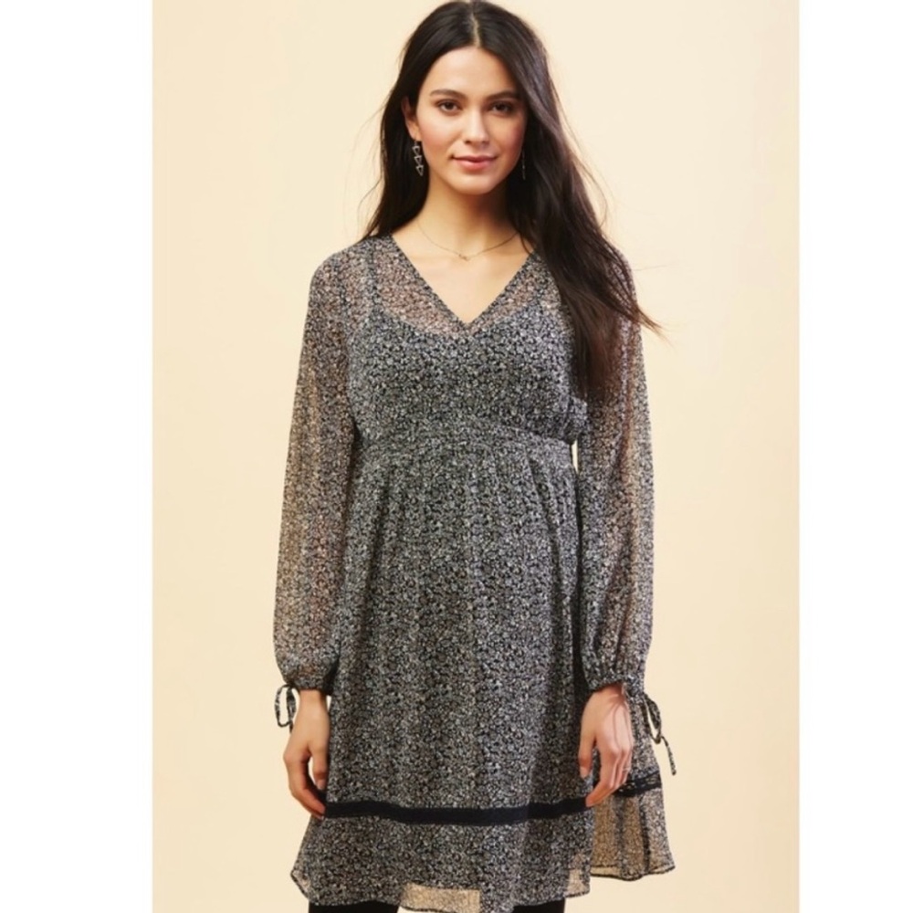 Motherhood Maternity Size M Medium Long Sleeve Sheer Layer Slip Dress